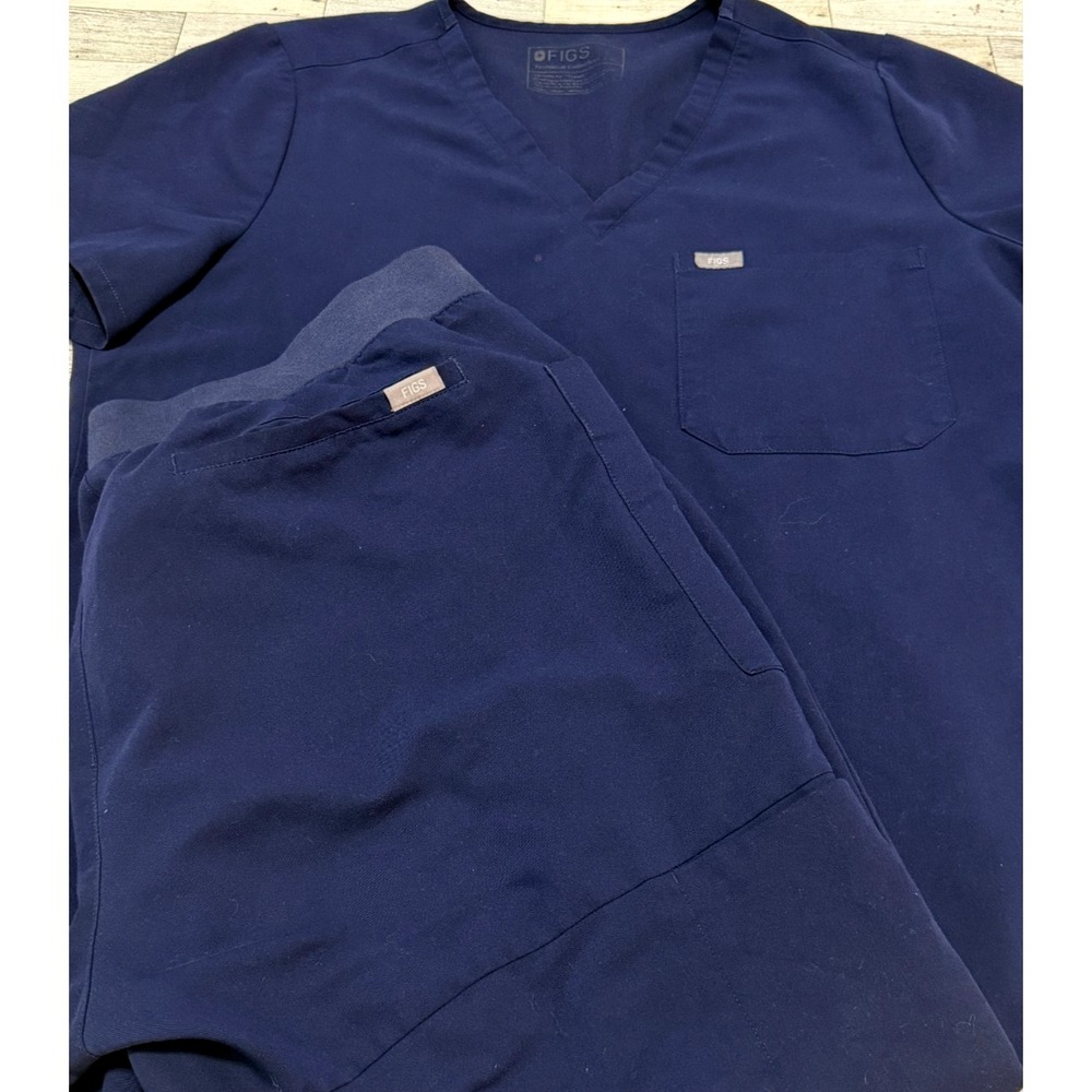 FIGS Technical Collection Scrub Set Pants Top Pockets Unisex Nurse Navy Blue XL